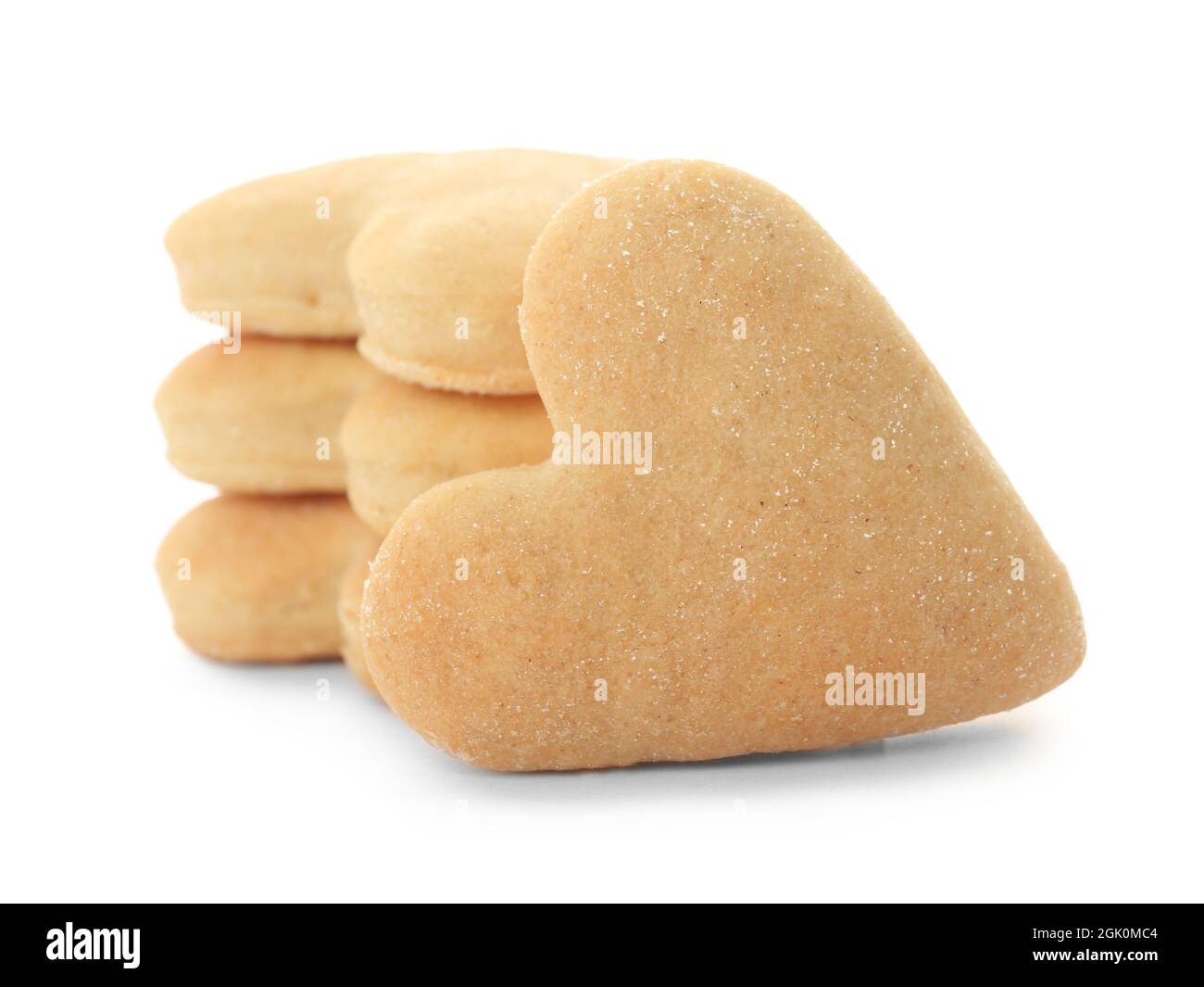 Heart shaped butter cookies on white background Stock Photo Alamy