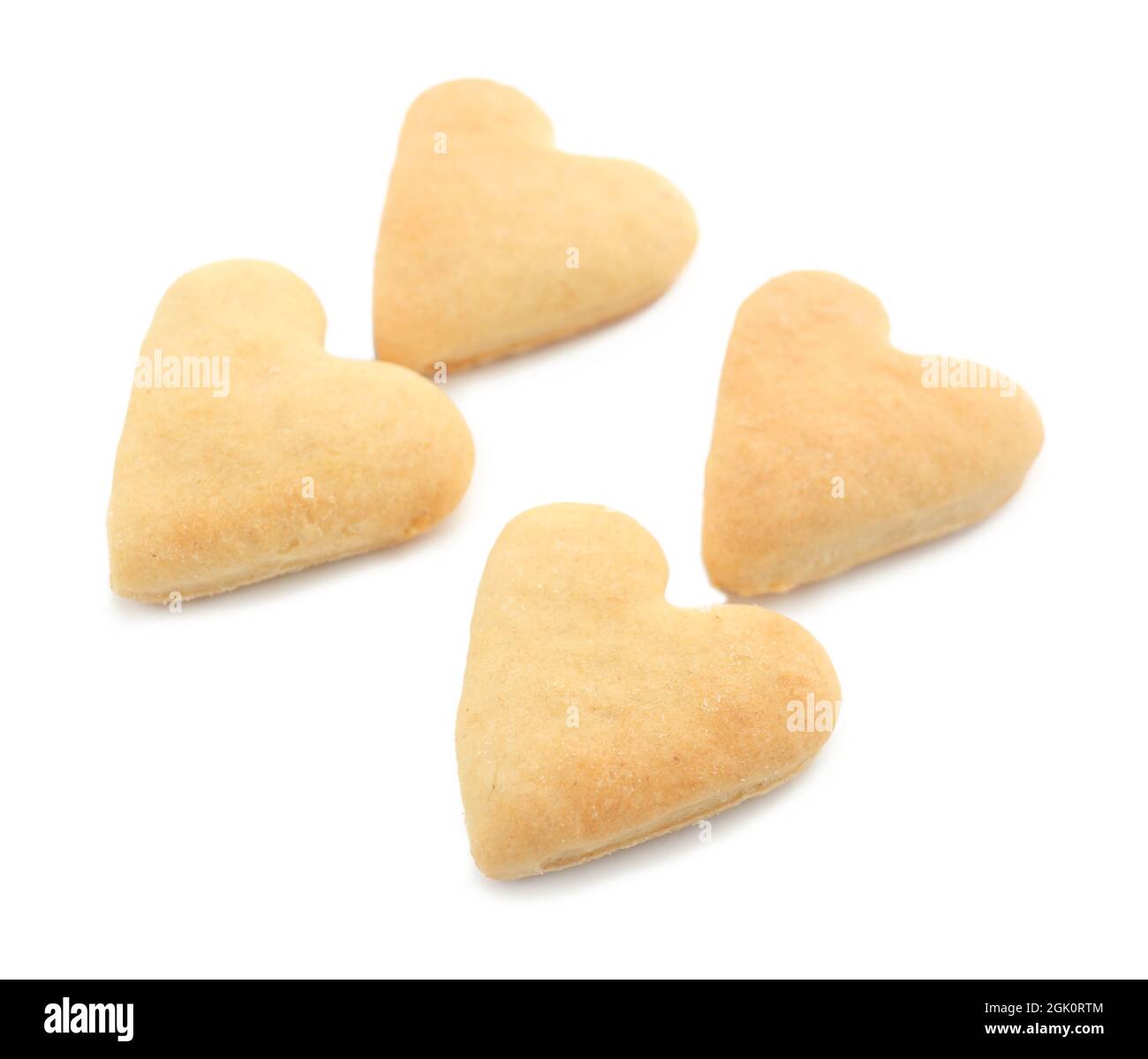 Heart shaped butter cookies on white background Stock Photo Alamy