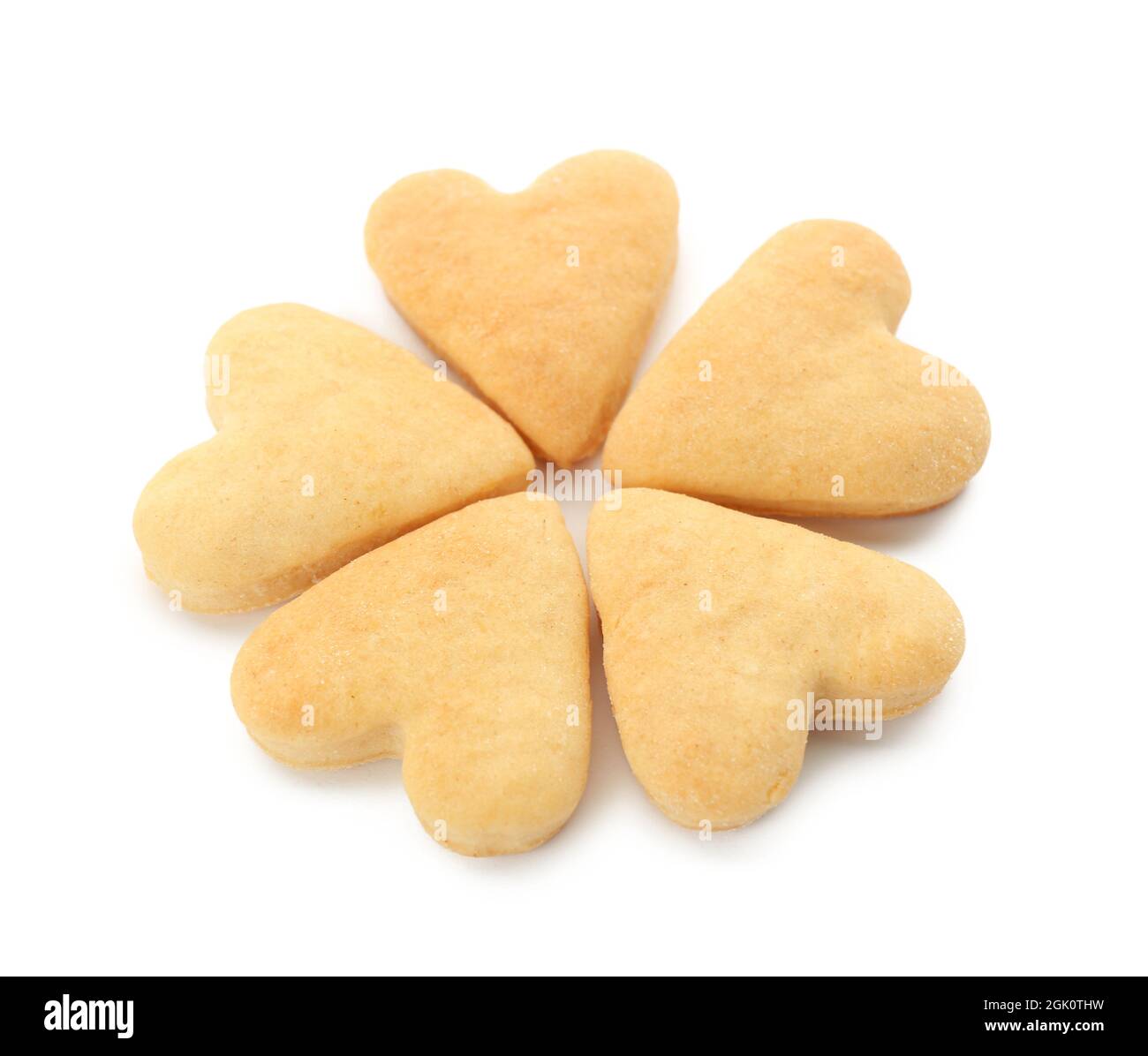 Heart shaped butter cookies on white background Stock Photo Alamy