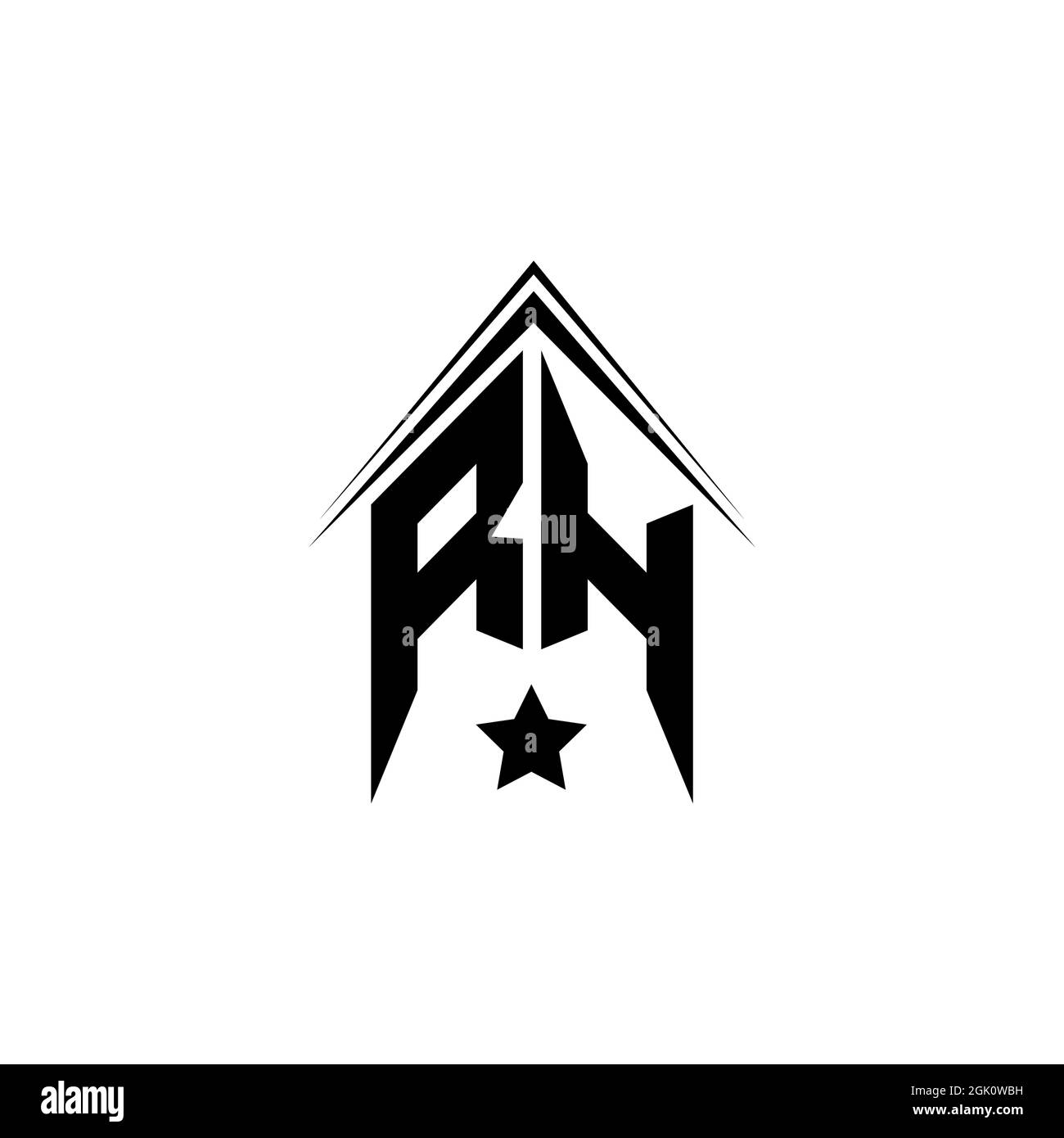 Initial RH logo design with Shape style, Logo business branding Stock