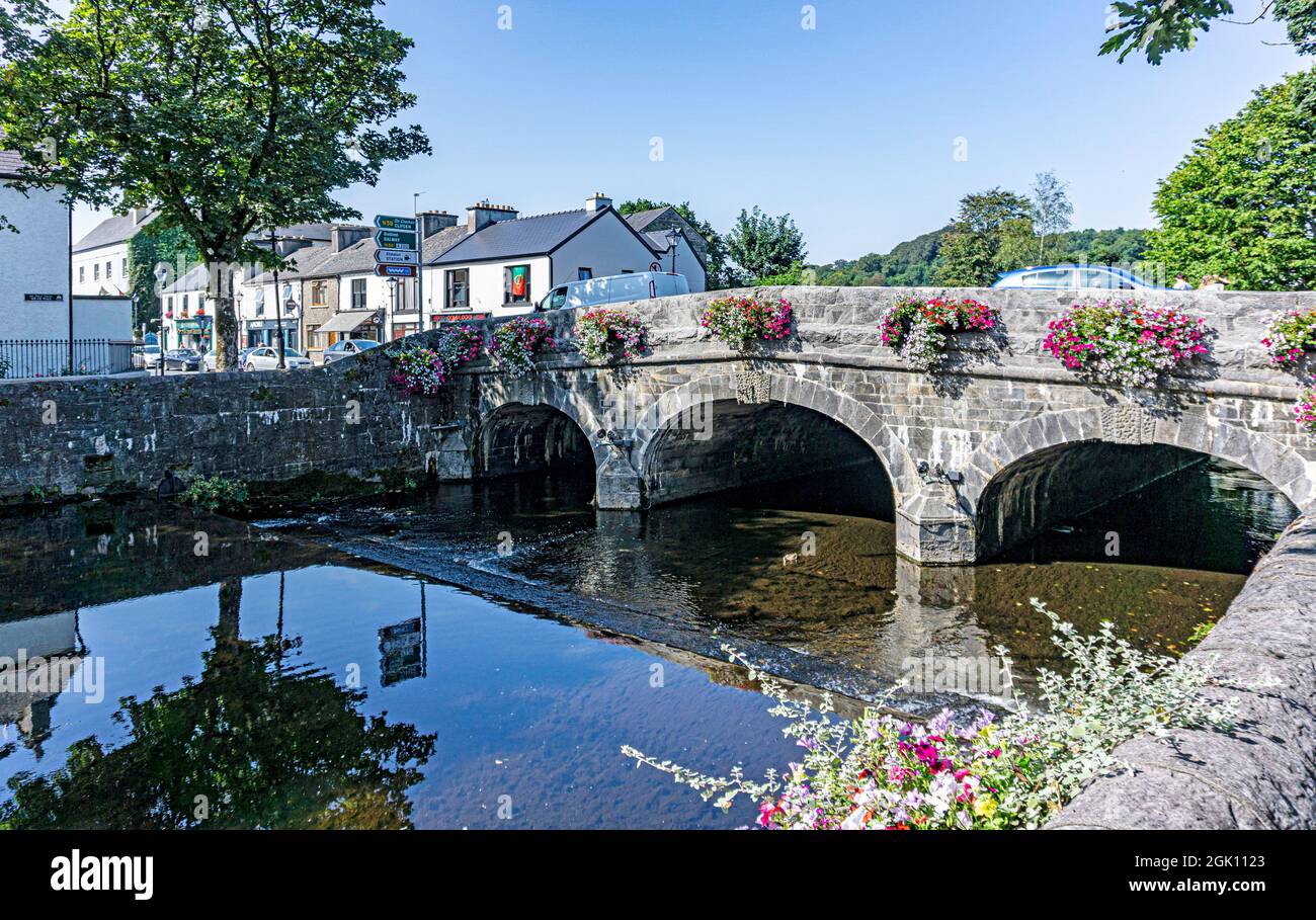 The Carrowbeg River flowing through the town of Westport, County Mayo, Ireland. Stock Photo