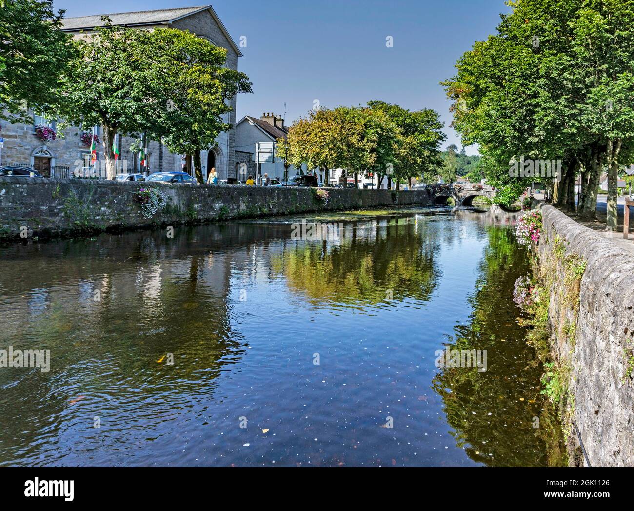 The Carrowbeg River flowing through the town of Westport, County Mayo., Ireland. Stock Photo