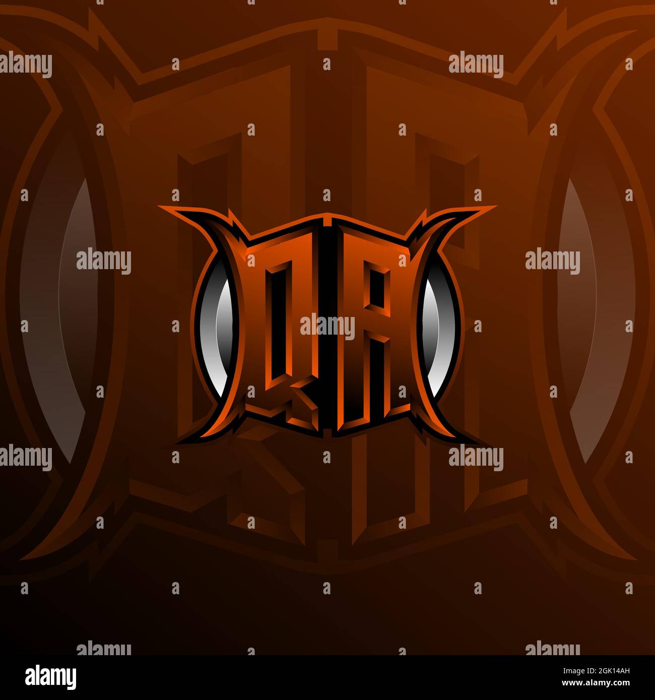QA Logo Letter Design in Orange Color, Logo for game, esport, initial gaming, community or business. Stock Vector