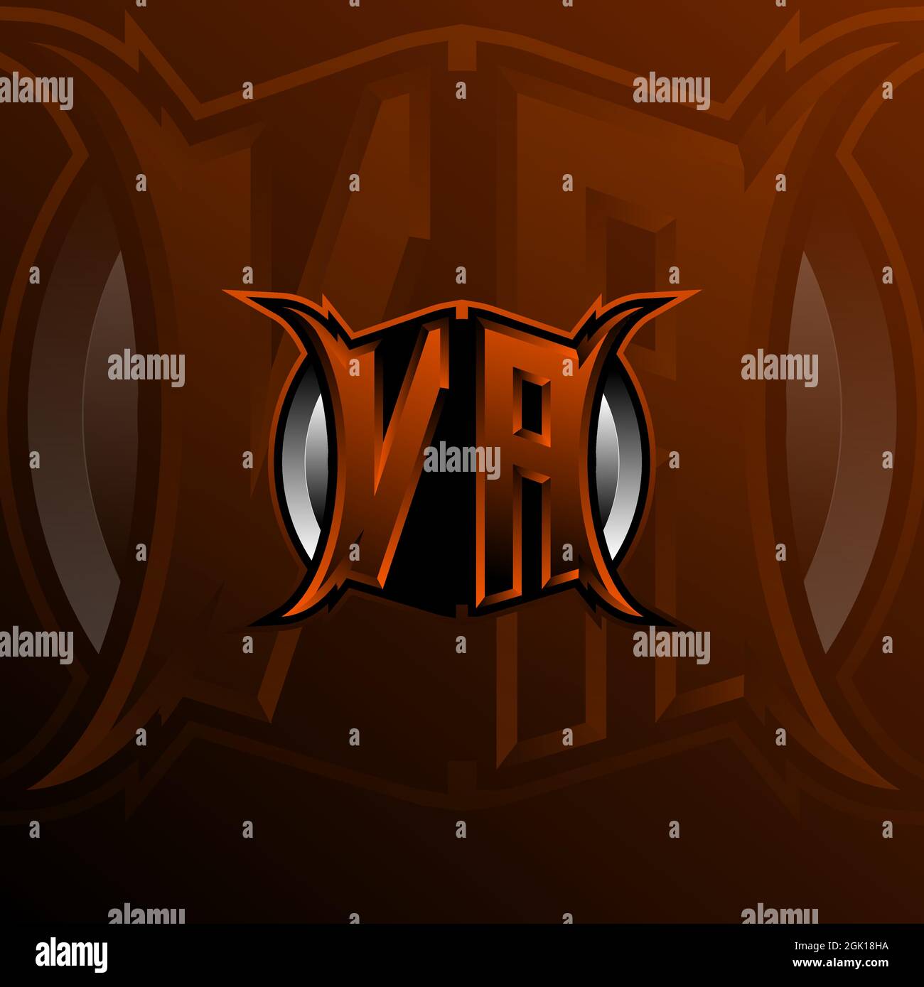 VA Logo Letter Design in Orange Color, Logo for game, esport, initial gaming, community or business. Stock Vector