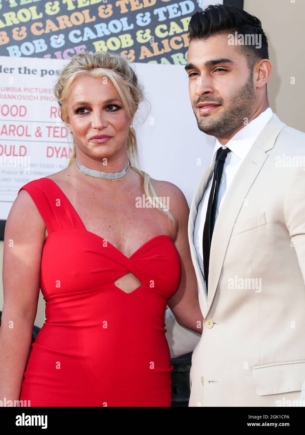 Hollywood, United States. 12th Sep, 2021. (FILE) Britney Spears Is Engaged to Sam Asghari After Nearly 5 Years Together. HOLLYWOOD, LOS ANGELES, CALIFORNIA, USA - JULY 22: Singer Britney Spears and boyfriend/personal trainer Sam Asghari arrive at the World Premiere Of Sony Pictures' 'Once Upon a Time In Hollywood' held at the TCL Chinese Theatre IMAX on July 22, 2019 in Hollywood, Los Angeles, California, United States. (Photo by Xavier Collin/Image Press Agency) Credit: Image Press Agency/Alamy Live News Stock Photo
