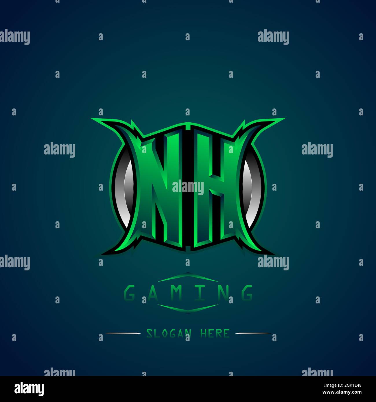NH Initial Logo Design Cool style, Logo for game, esport, initial gaming, community or business. Stock Vector