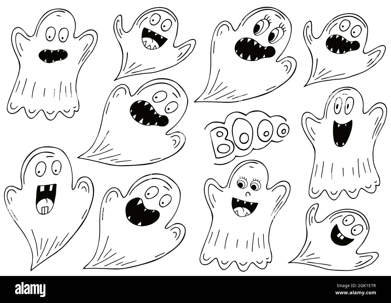 fantasmi halloween disegni - 4 Set of ghosts in hand draw style. Collection of vector illustrations for Halloween design. Coloring elements, cartoon style. Sign, sticker Stock Vector Image & Art - Alamy