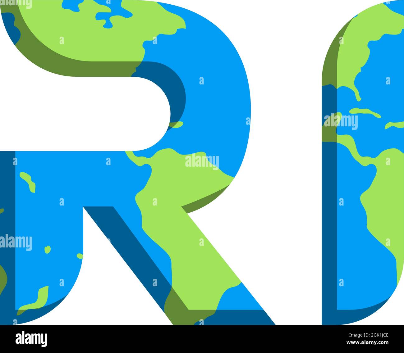Initial RI logo design with World Map style, Logo business branding. Stock Vector