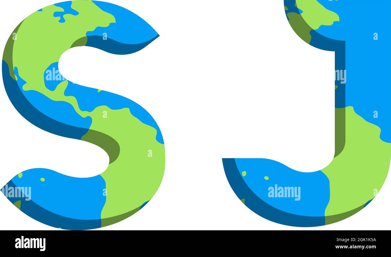 Initial SJ logo design with World Map style, Logo business branding. Stock Vector