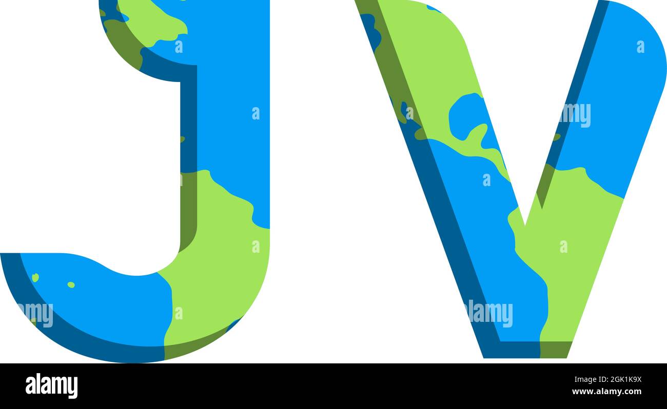 Initial JV logo design with World Map style, Logo business branding. Stock Vector