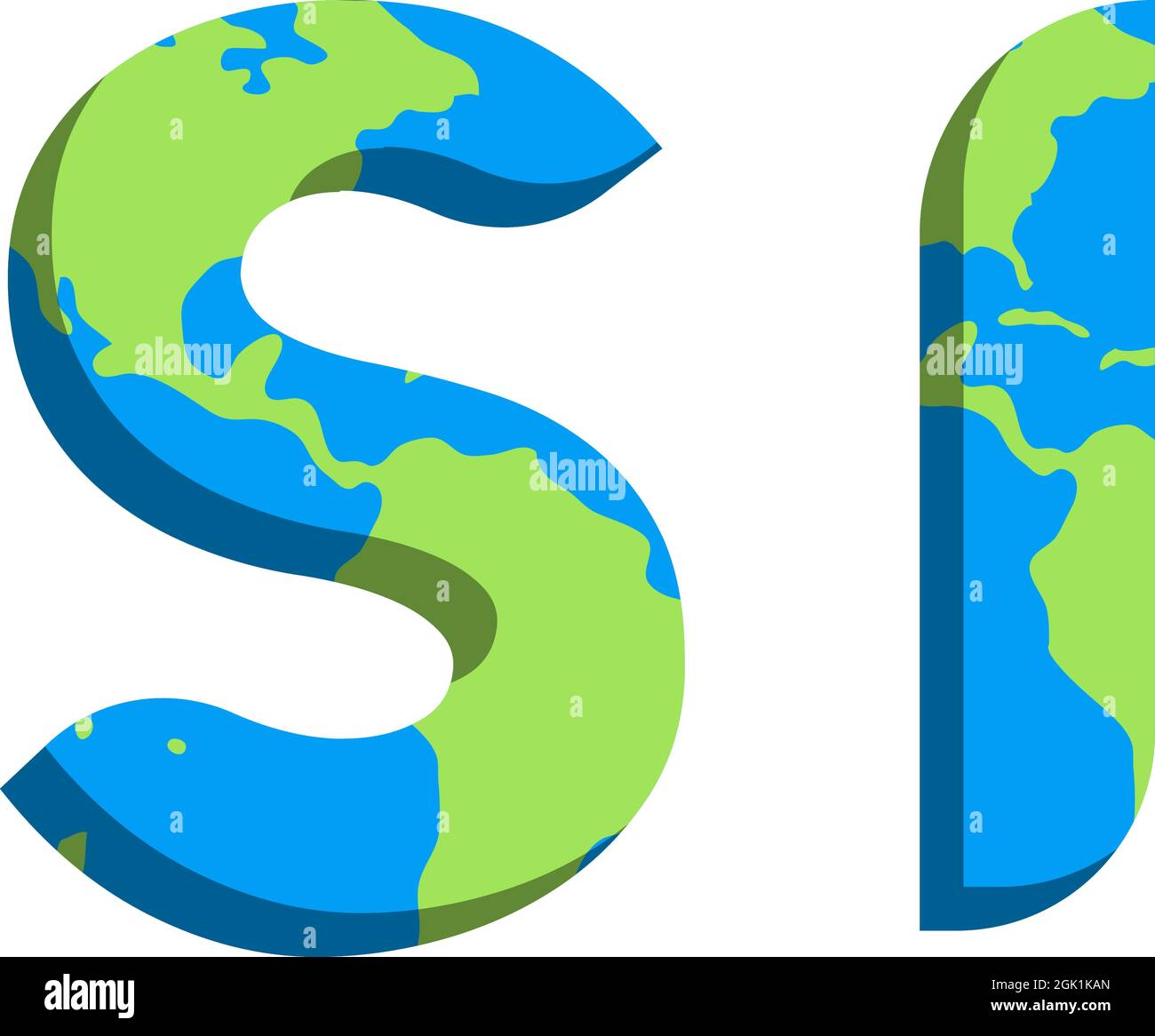 Initial SI logo design with World Map style, Logo business branding. Stock Vector