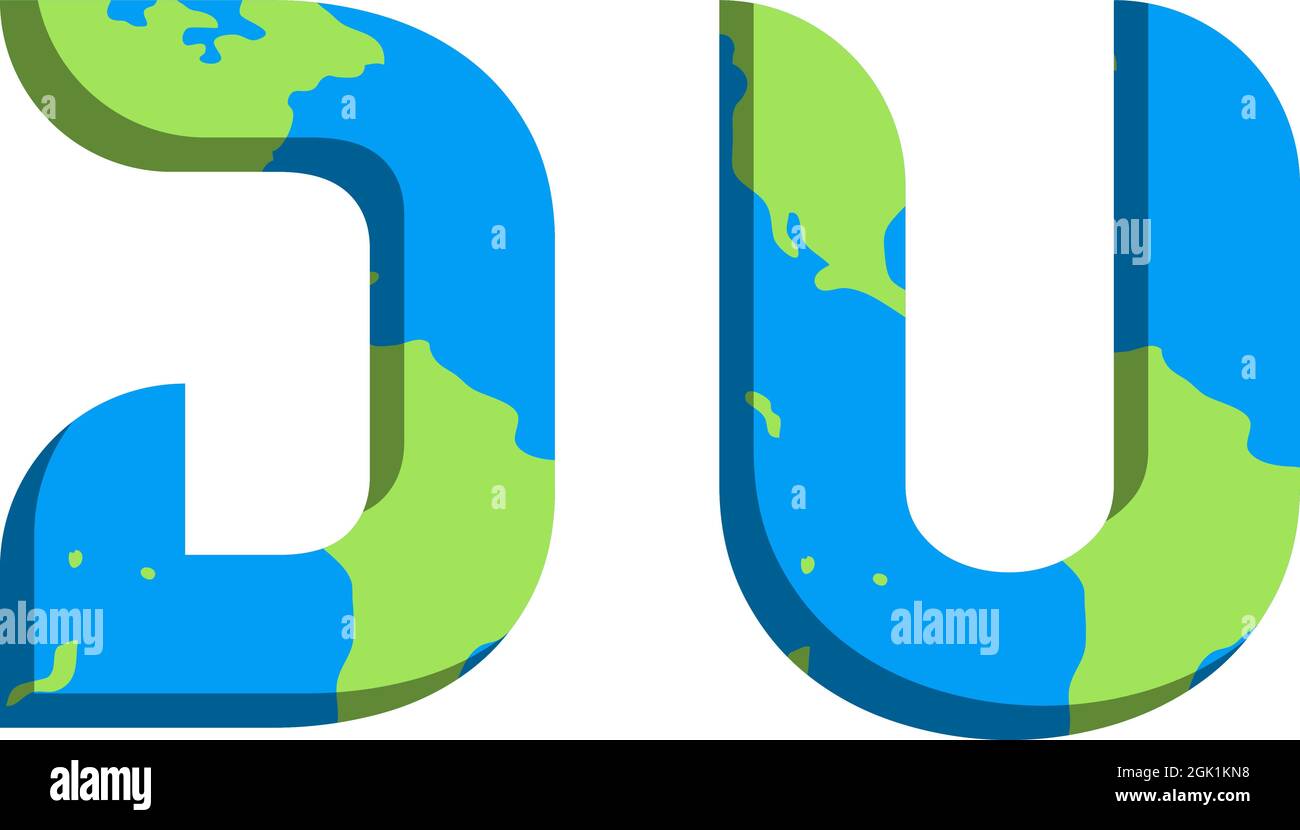 Initial DU logo design with World Map style, Logo business branding. Stock Vector