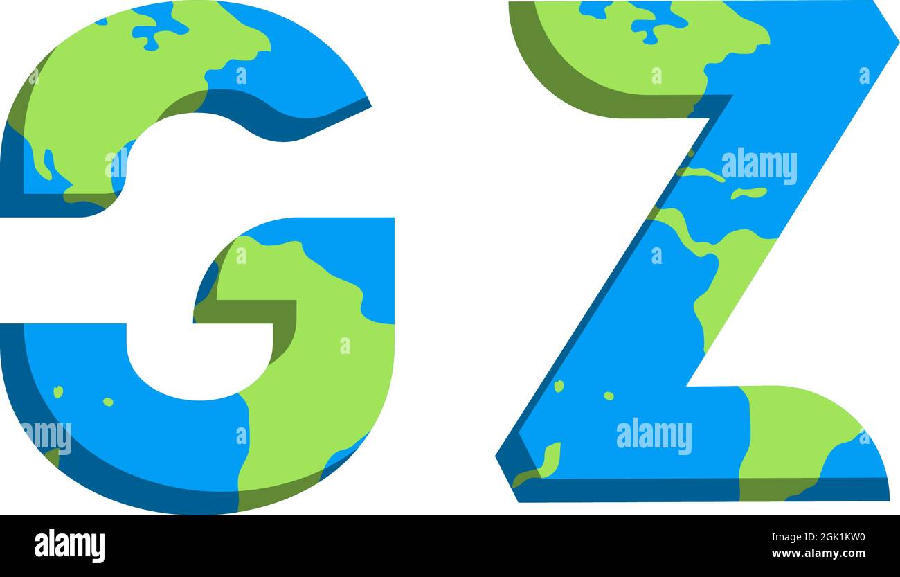 Initial GZ logo design with World Map style, Logo business branding. Stock Vector