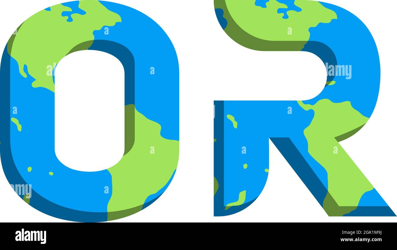 Initial OR logo design with World Map style, Logo business branding. Stock Vector