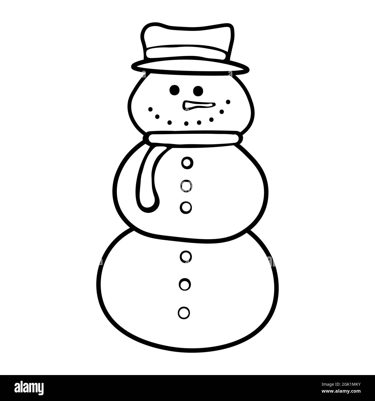 New Year, Christmas, holidays, winter activities. Vector cartoon snowman.  Doodle style. Drawing cute snowman in hat and scarf Stock Vector Image &  Art - Alamy