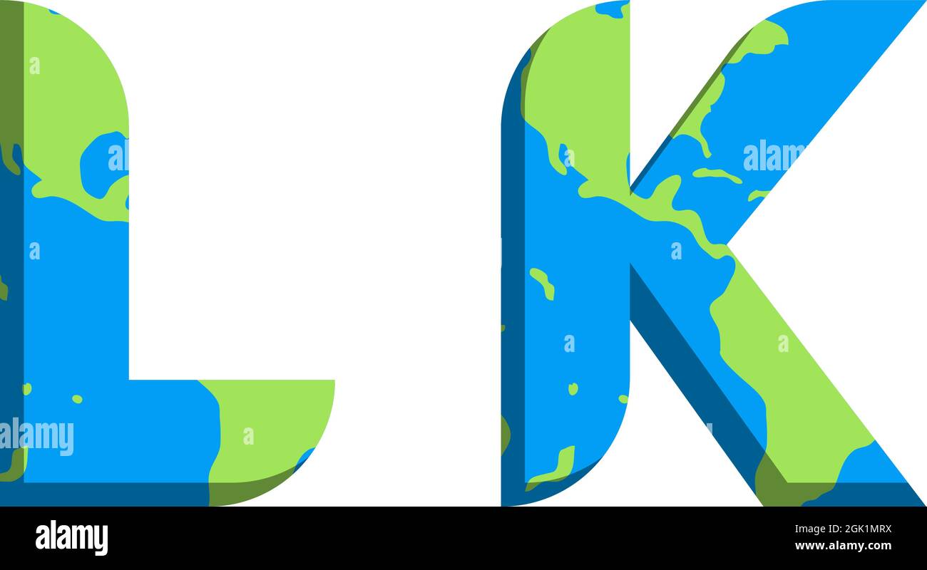 Initial LK logo design with World Map style, Logo business branding. Stock Vector