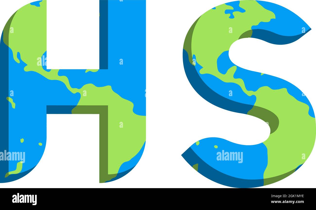Initial HS logo design with World Map style, Logo business branding. Stock Vector