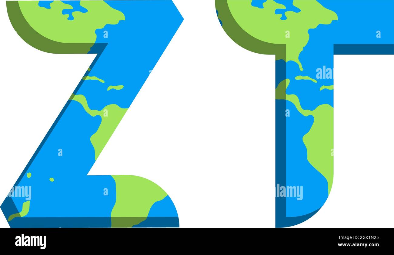 Initial ZT logo design with World Map style, Logo business branding. Stock Vector