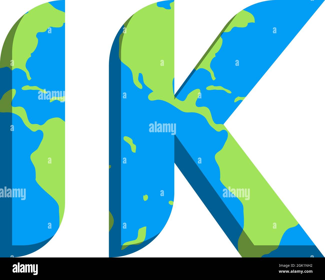 Initial IK logo design with World Map style, Logo business branding. Stock Vector