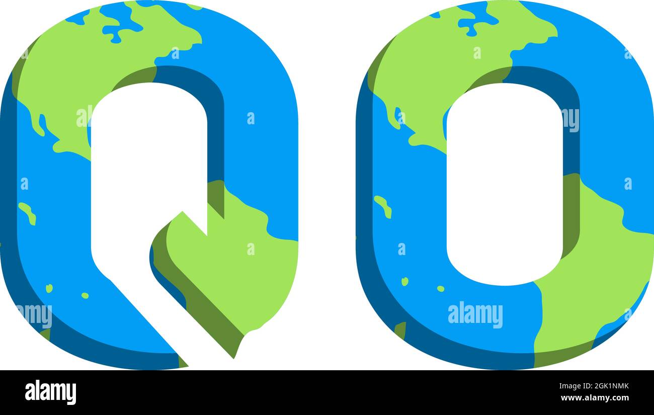 Initial QO logo design with World Map style, Logo business branding. Stock Vector