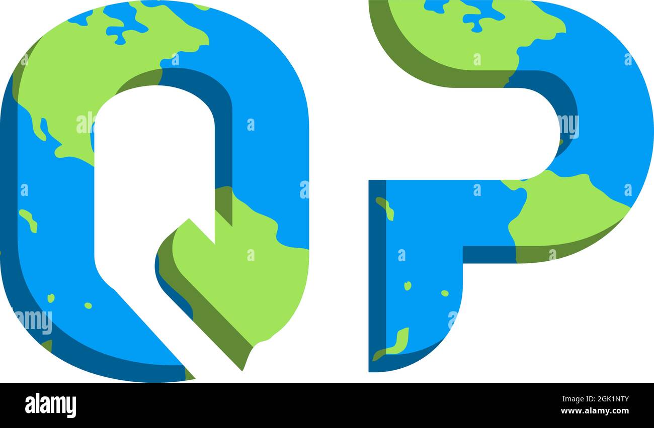 Initial QP logo design with World Map style, Logo business branding