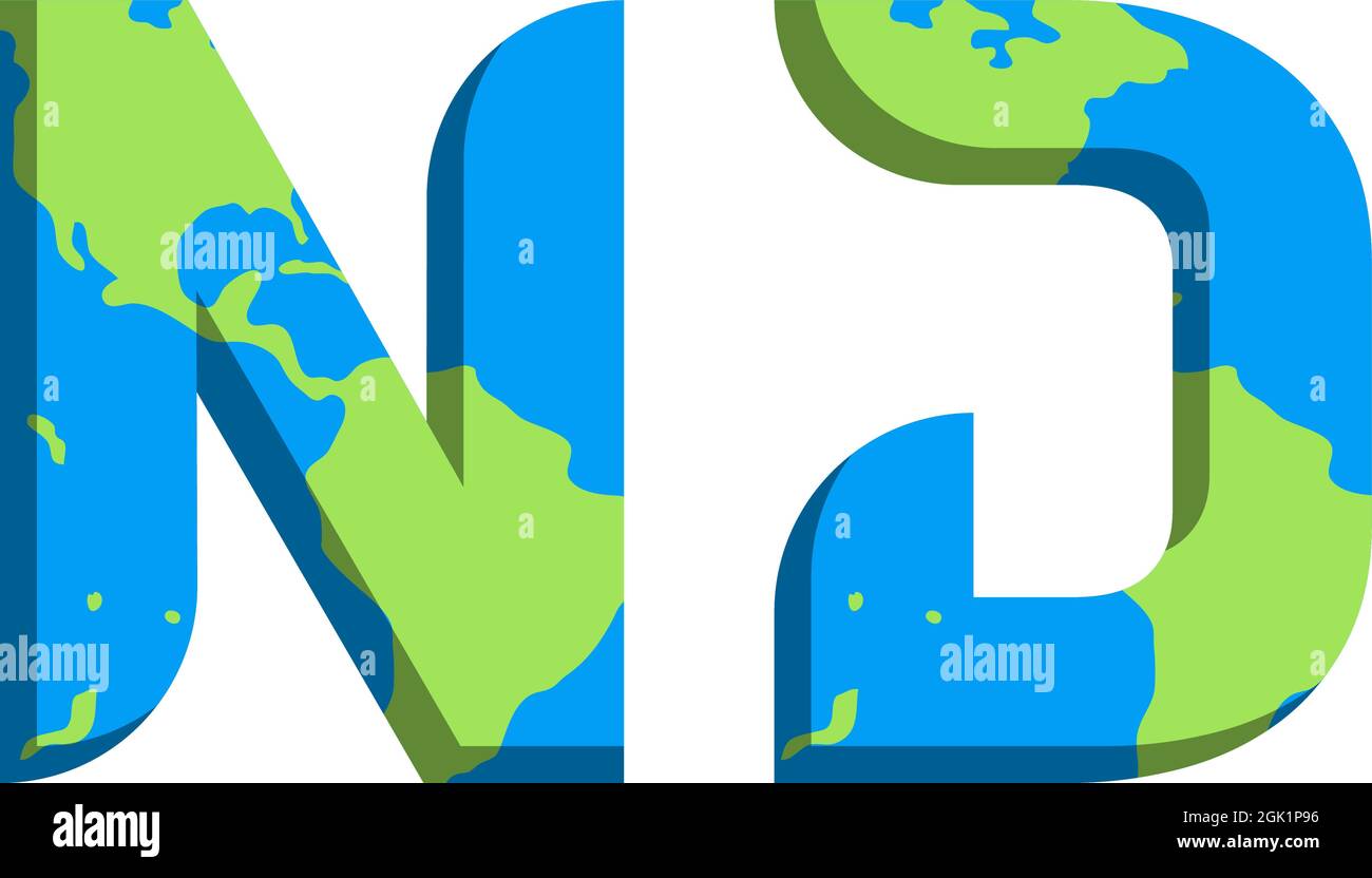 Initial ND logo design with World Map style, Logo business branding. Stock Vector