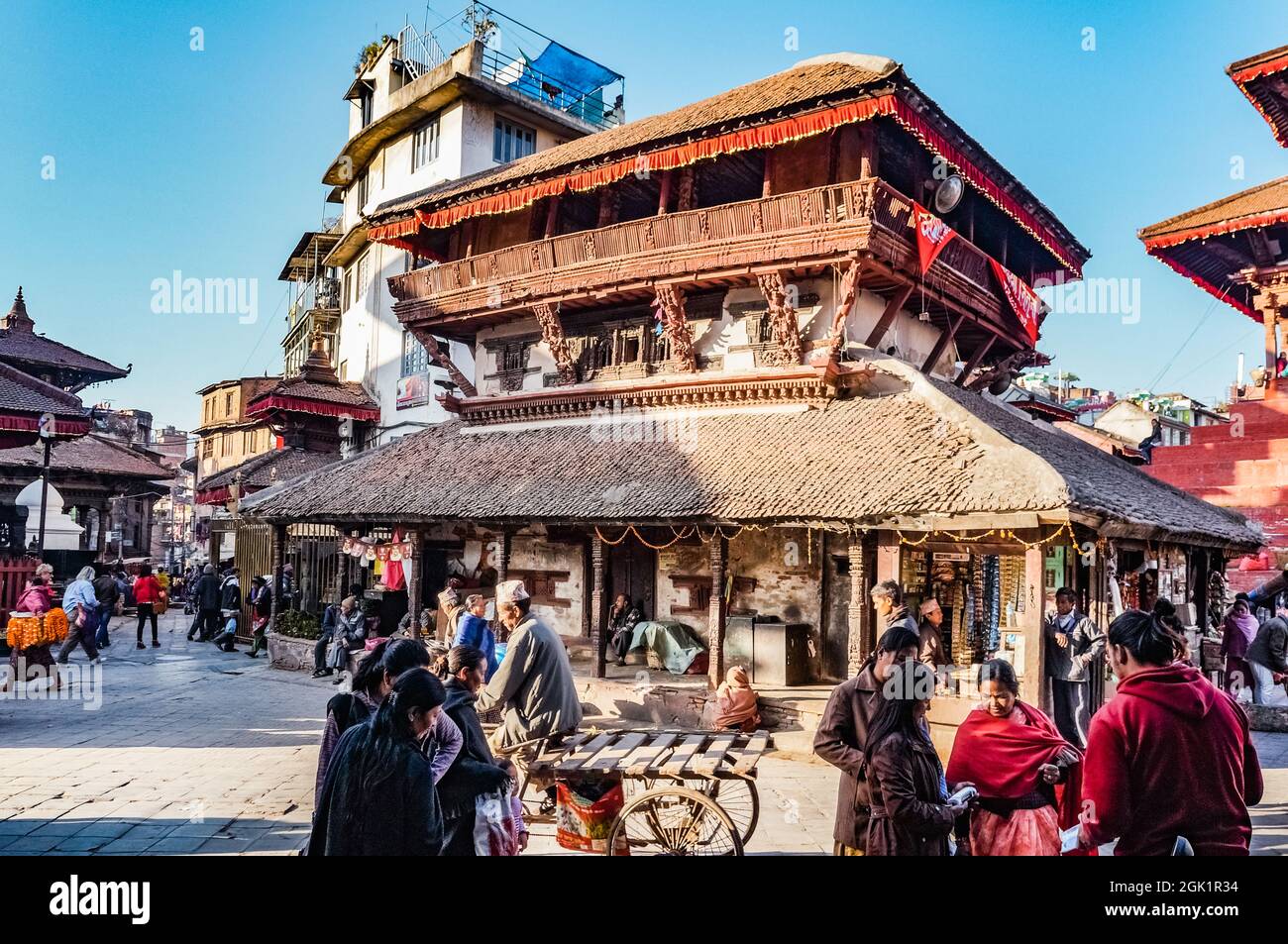 Lakshmi Narayan temple (also known as Garud Narayan temple) in Kathmandu Durbar Square, before the April 2015 Nepal earthquake Stock Photo