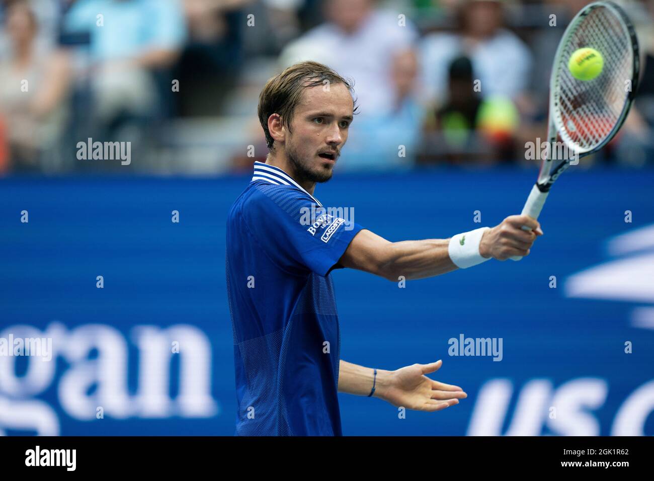 New York, USA, 12 September, 2021 Daniil Medvedev (RUS) in action during the men's final against Novak Djokovic (SRB) on day 14 at the 2021 US Open. Credit: Susan Mullane Credit: Susan Mullane/Alamy Live News Stock Photo