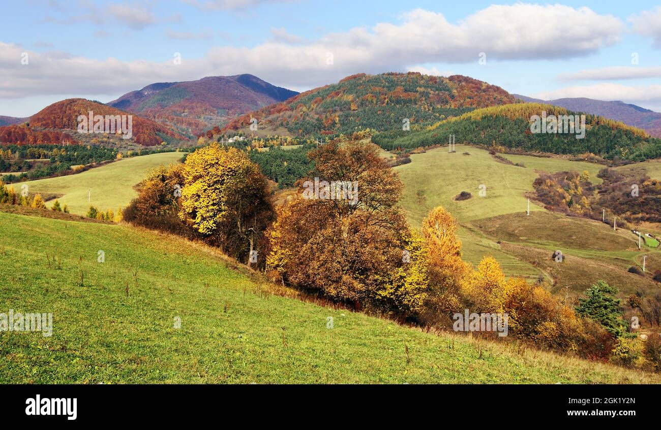 autumnal view of strazov mount in strazovske vrchy - strazov highlands slovakia europe Stock Photo
