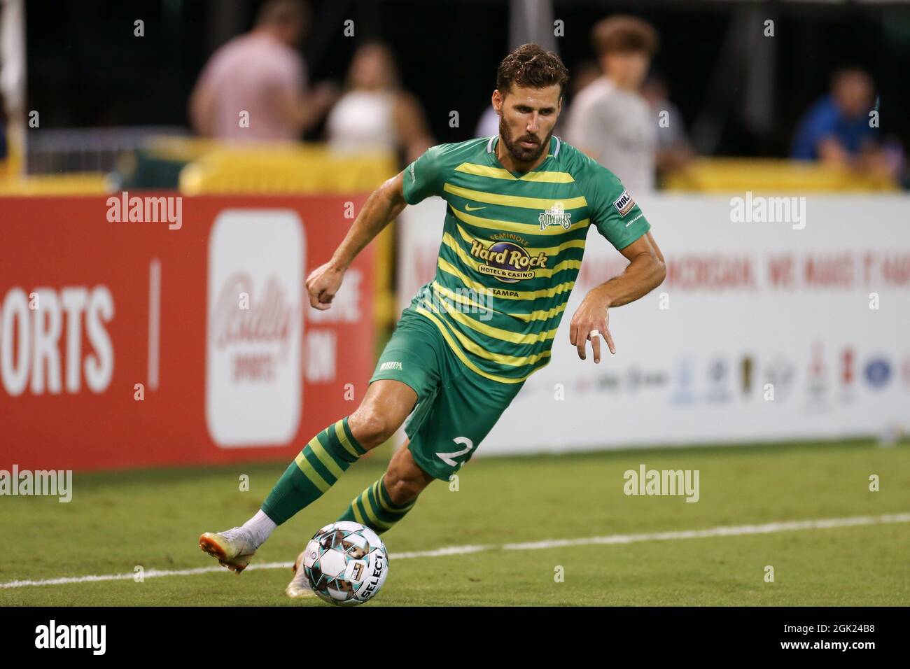 St. Petersburg, FL USA; Tampa Bay Rowdies forward Sebastian Dalgaard (23)  dribbles the ball up the pitch during a USL soccer game against the New Yor  Stock Photo - Alamy