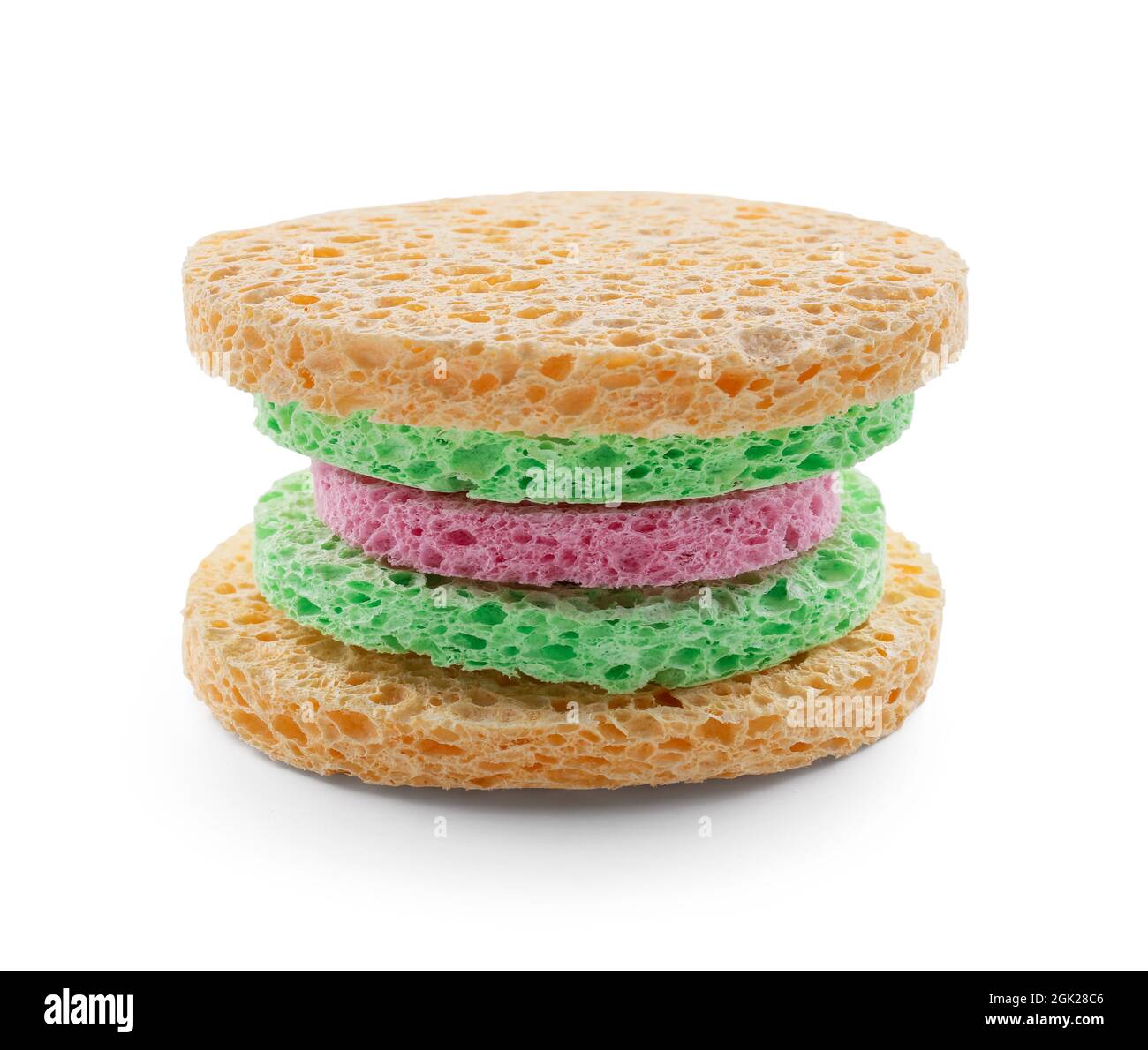 Colorful sponges for makeup cleaning on white background Stock Photo