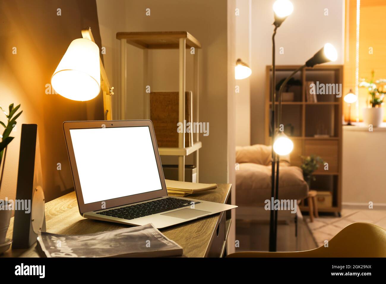 Modern workplace glowing lamp hi-res stock photography and images - Alamy
