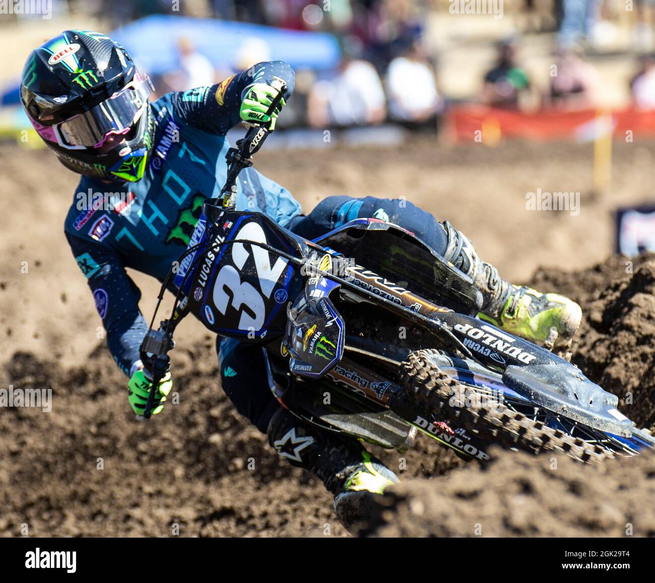 September 11 2021 Rancho Cordova, CA USA Yamaha factory rider Justin Cooper coming out of turn16 during the Lucas Oil Pro Motocross Hangtown Classic 250 Class moto # 1 at Hangtown Rancho Cordova, CA Thurman James/CSM Stock Photo