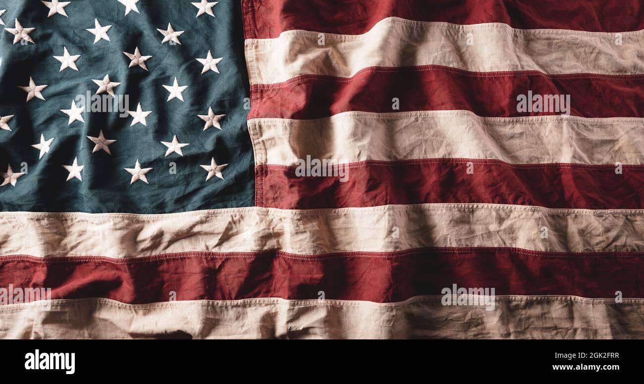 Happy memorial day concept made from vintage american flags background ...