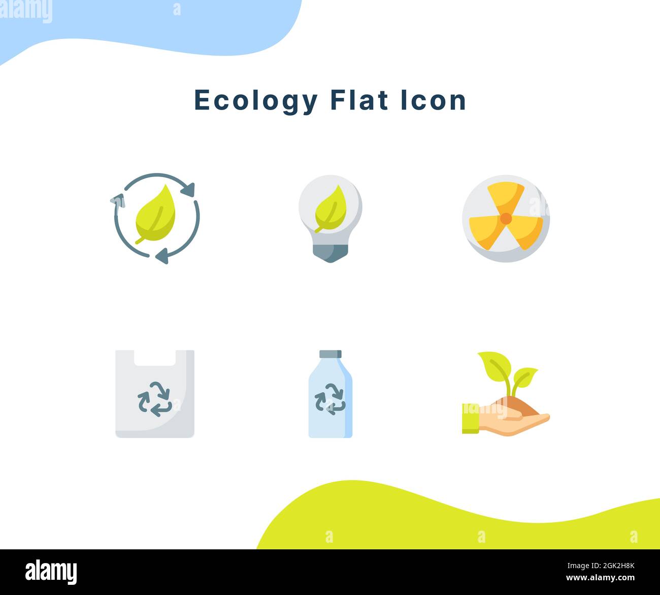 ecology flat icon collection on pack white isolated background with ...