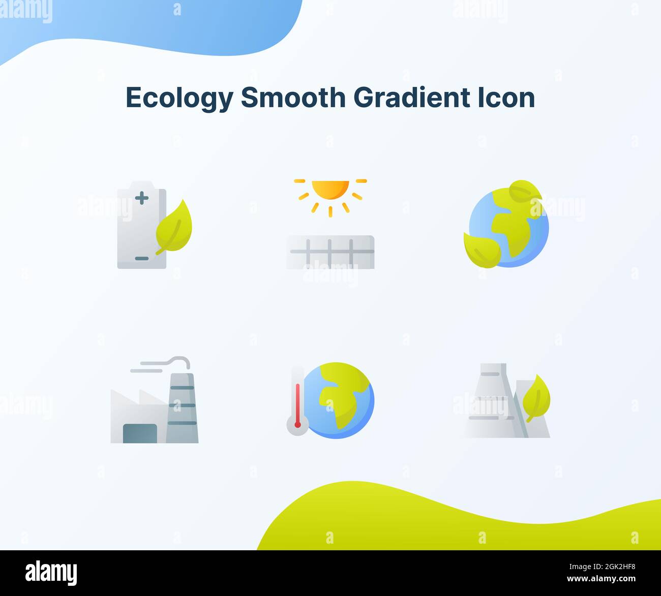 ecology smooth gradient icon collection on pack white isolated ...