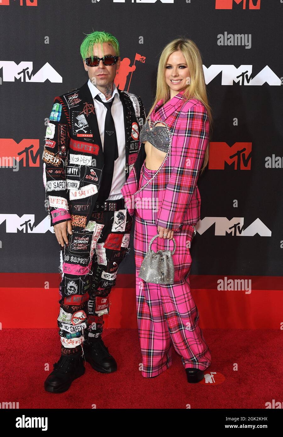 Avril Lavigne, Mod Sun attend the 2021 MTV Video Music Awards at