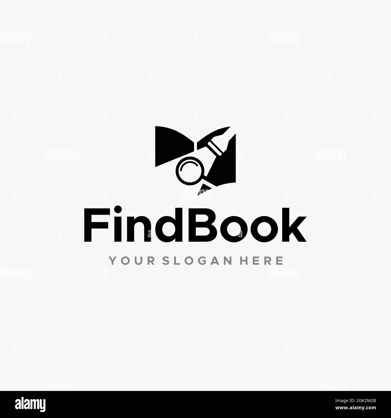 flat FindBook magnifying glass light logo design  Stock Vector