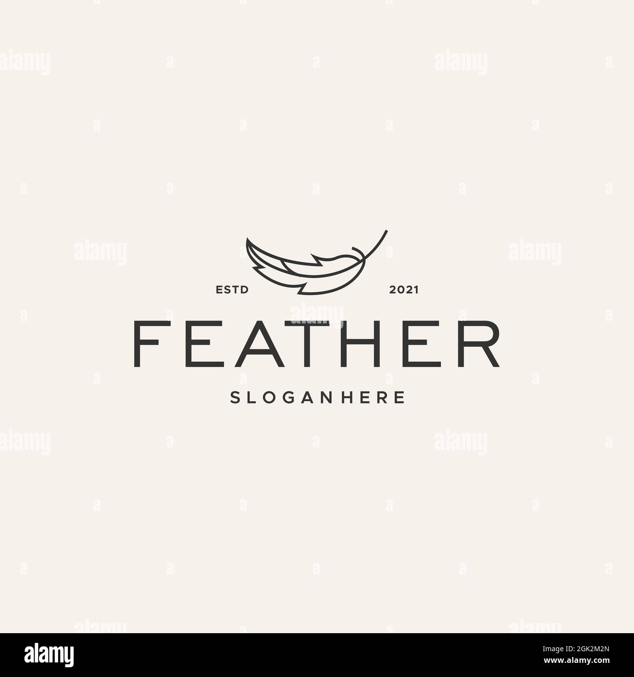 minimalist feather fur bristle logo design Stock Vector