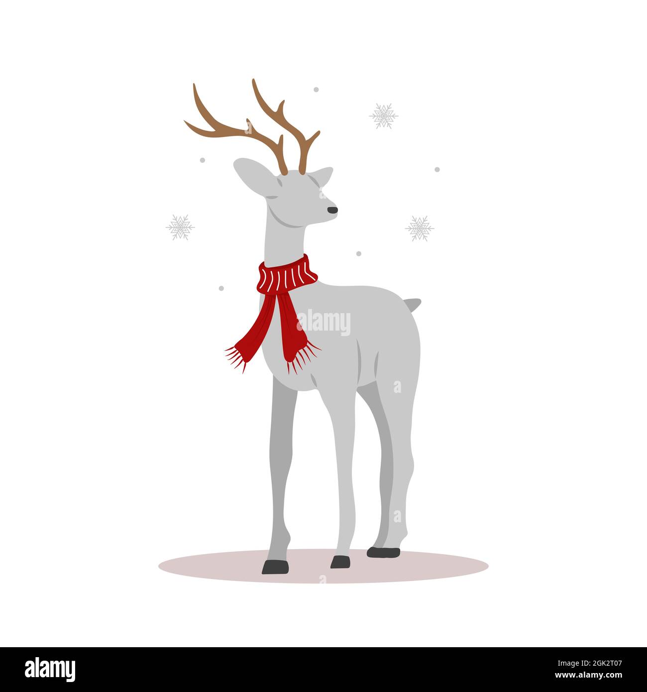 Christmas reindeer in scarf. Cute deer with antlers. Winter design element.  Vector illustration in flat cartoon style Stock Vector Image & Art - Alamy