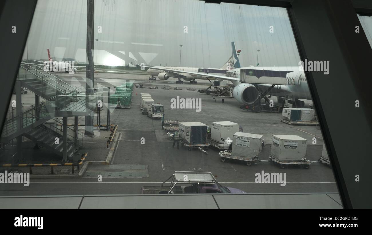 Cathay Pacific Air Terminal Departure Lounge at Bangkok Thailand Suvarnabhumi Airport Stock Photo