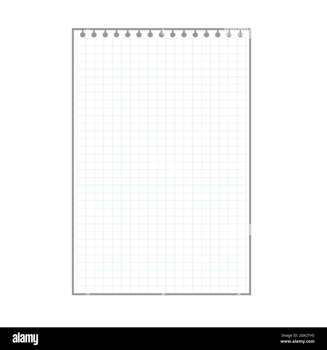 blank checkered plaid sheet, notepad page with ring holes. Stock Vector