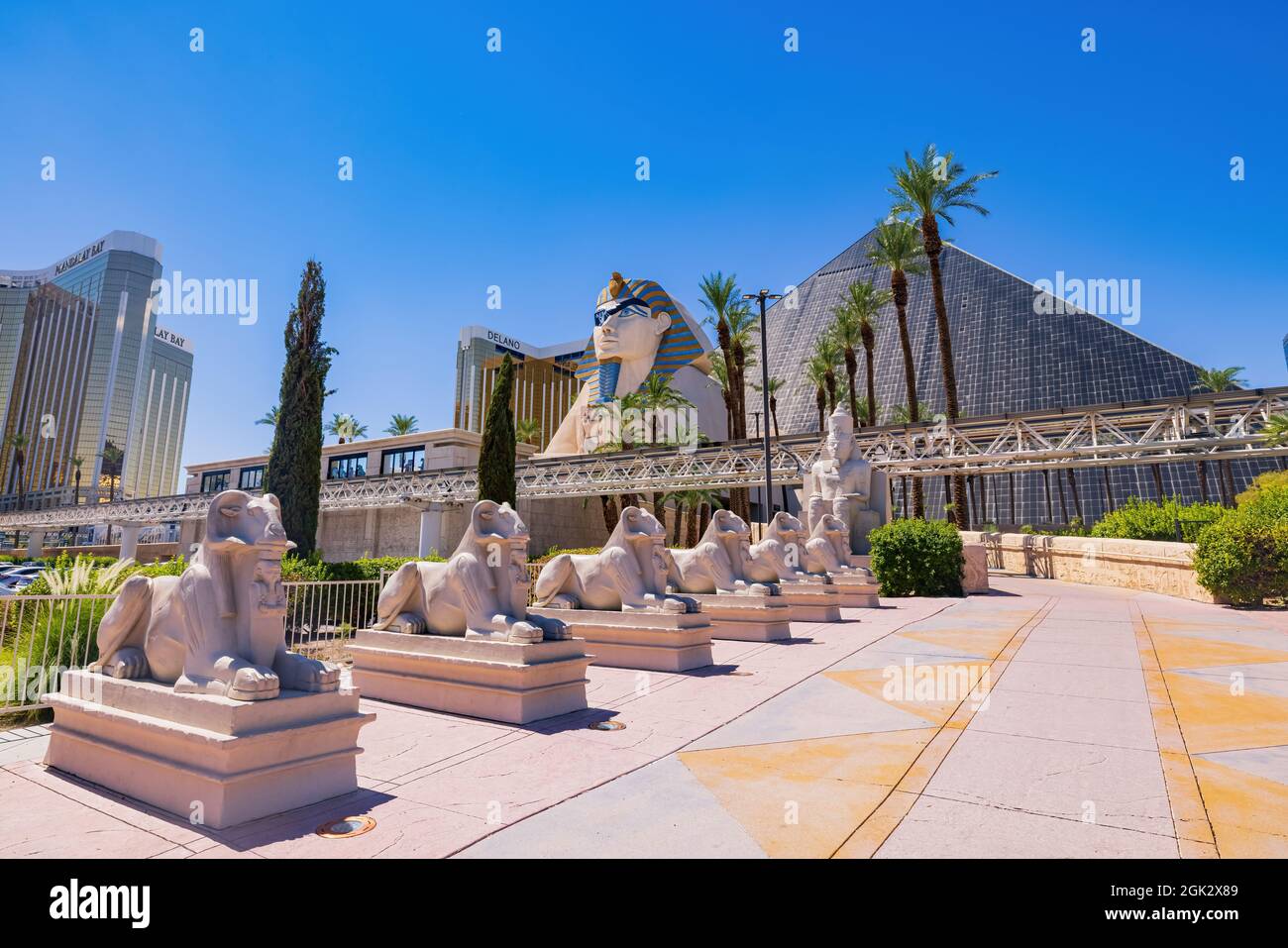Las Vegas, SEP 12, 2021 - Raiders eye patch on the Sphinx of Luxor Casino Stock Photo