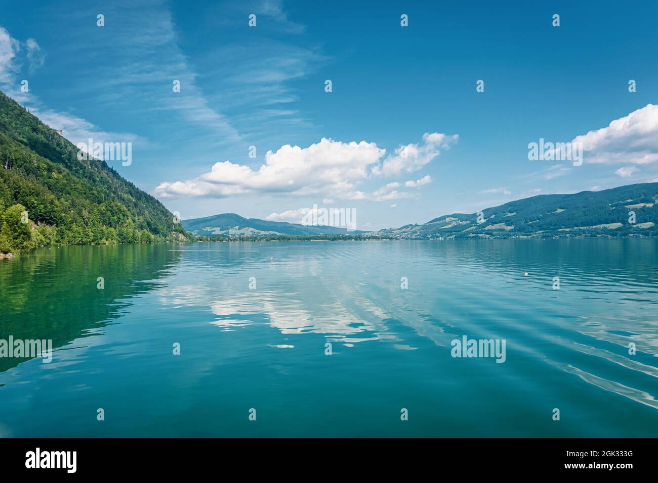 Mondsee lake in Salzkammergut in Austria during summer Stock Photo