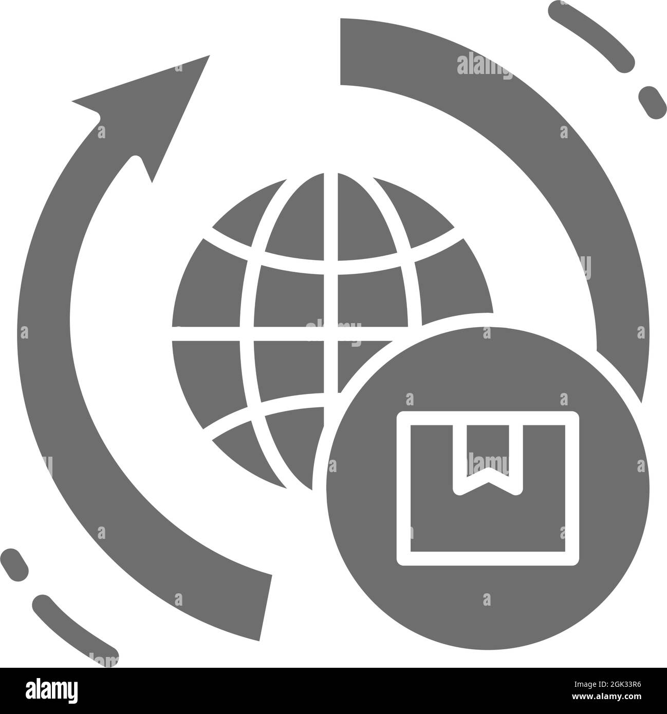 Worldwide delivery grey icon. Isolated on white background Stock Vector ...