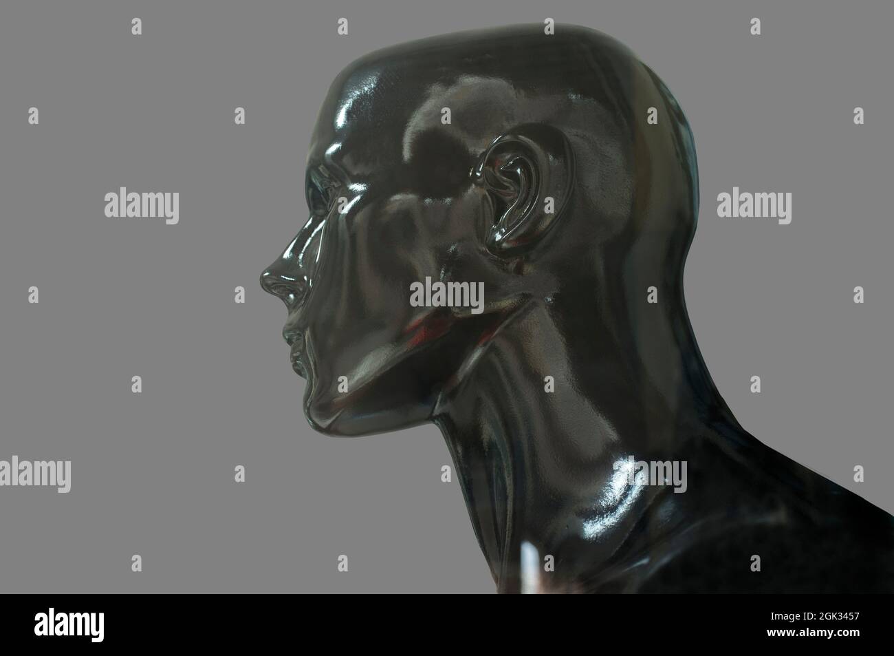 Black mannequin bust profile. Isolated over grey background Stock Photo Alamy