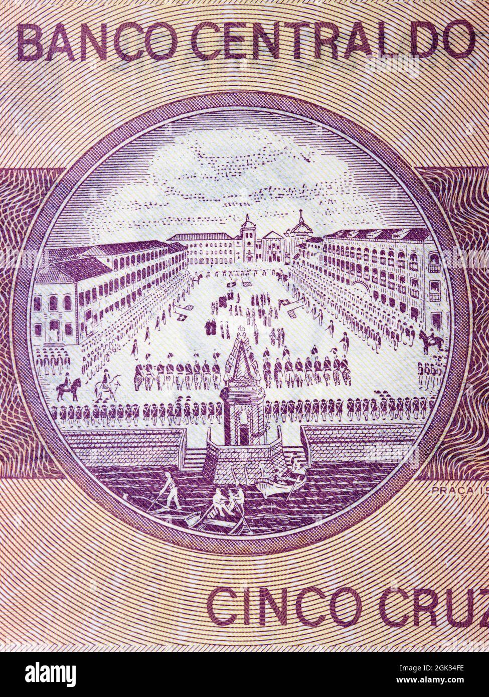 Praca XV de Novembre in Rio de Janeiro from old Brazilian money Stock Photo