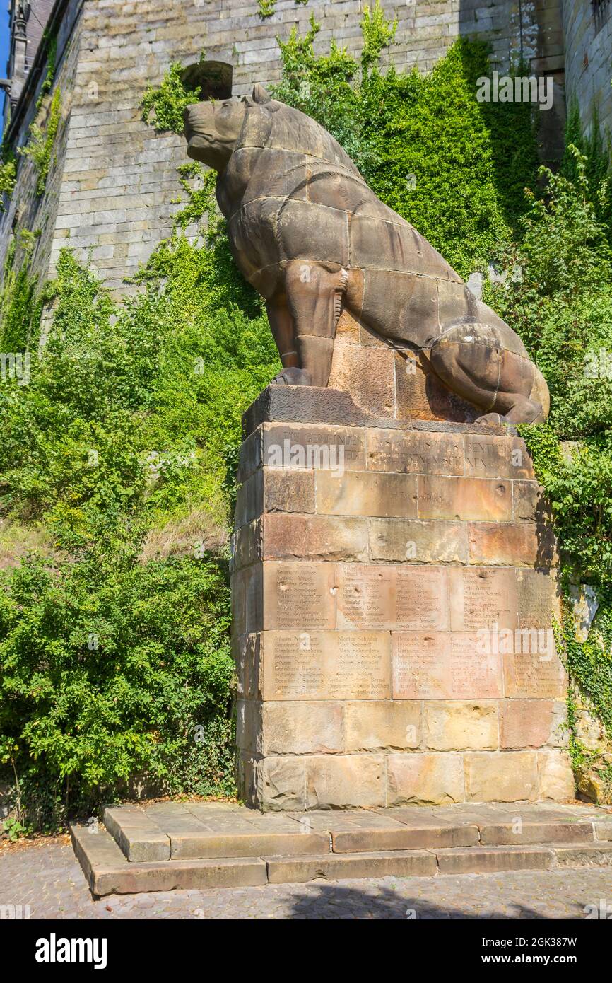 World war II memorial statue at the castle wall in Bad Bentheim, Germany Stock Photo Alamy