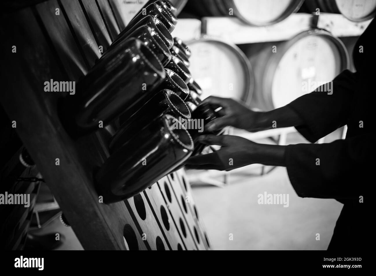 Empty wine bottles in rack hires stock photography and images Alamy