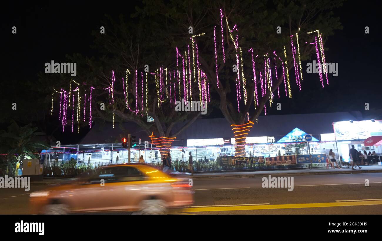 Holiday Decorations Neon Lights Some of the best Hawker Food in Geylang